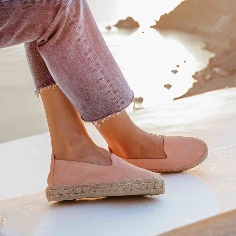 Beautiful Blush Suede Espadrilles, Size 6.